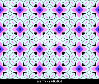 Geometrisches, nahtloses abstraktes Material Design mit mehrfarbigem Muster nativer Tribal symmetrisch perfekt für Mode Textildesign niedlicher Stoff Stockfoto