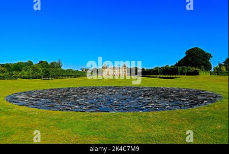 Vollmond-Kreis-Skulptur, von Richard Long. Houghton Hall, Norfolk, England, Großbritannien Stockfoto