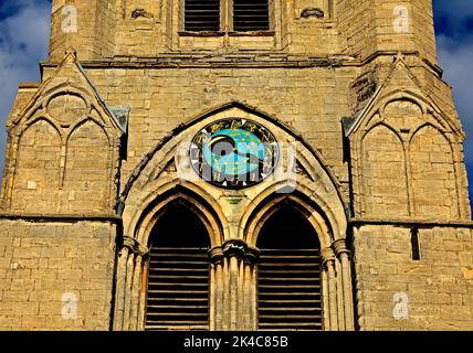 Gezeiten- und Mondphasenuhr, St. Margarets Church, Kings Lynn, Norfolk, England, VEREINIGTES KÖNIGREICH Stockfoto