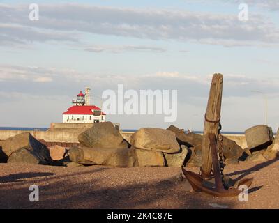 Ein Blick auf das äußere Licht des Duluth South Breakwater Stockfoto