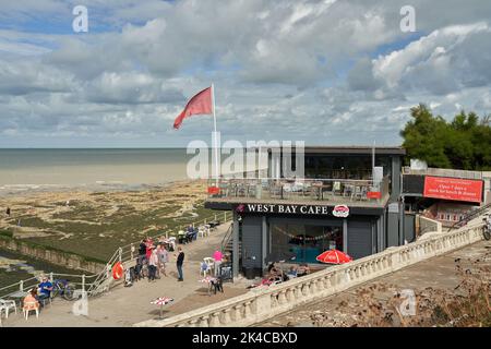 Das West Bay Cafe in West Bay, Westgate-on-Sea, Thanet, Kent, Großbritannien Stockfoto