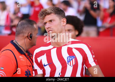 Sevilla, Sevilla, Spanien. 1. Oktober 2022. Marcos Llorente von Atletico de Madrid während des La Liga Santader-Spiels zwischen Sevilla CF und Atletico Madrid bei Ramon Sanchez Pizjuan in Sevilla, Spanien, am 01. Oktober 2022. (Bild: © Jose Luis Contreras/DAX via ZUMA Press Wire) Stockfoto