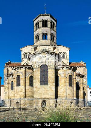 Eine römische Kirche von Saint-Austremoine d'Issoire, Issoire, Auvergne Rhone Alpes, Frankreich, Europa Stockfoto