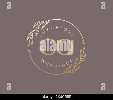 CO Initialen Brief Hochzeit Monogramm Logos Vorlage, handgezeichnete moderne minimalistische und florale Vorlagen für Einladungskarten, Save the Date, elegant Stock Vektor