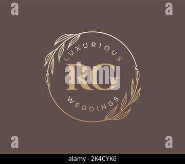 RG Initials Letter Hochzeit Monogramm Logos Vorlage, handgezeichnete moderne minimalistische und florale Vorlagen für Einladungskarten, Save the Date, elegant Stock Vektor