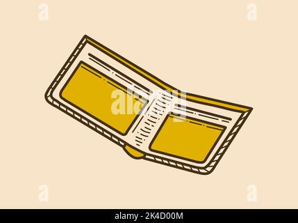 Braun-gelbes Farbdesign einer offenen Geldbörse Stock Vektor
