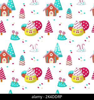 Vektor nahtloses Muster mit leckeren süßen Bonbons Stock Vektor