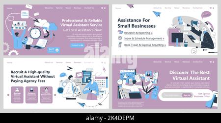 Webbanner für den virtuellen Business Assistant-Service Stock Vektor