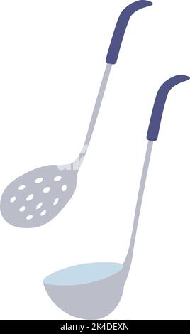 Abtropflöffel und Kochutensilien Stock Vektor