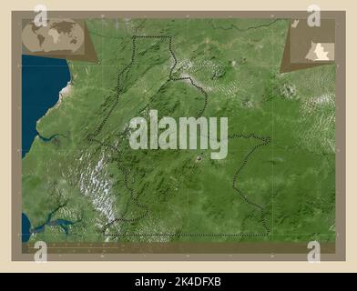 Centro Sur, Provinz Äquatorialguinea. Hochauflösende Satellitenkarte. Karten für zusätzliche Eckposition Stockfoto
