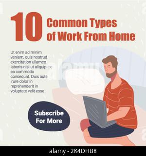 Allgemeine Arten der Arbeit von zu Hause, abonnieren Sie mehr Stock Vektor