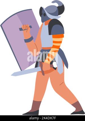Gladiator oder römischer Krieger mit Schild und Schwert Stock Vektor