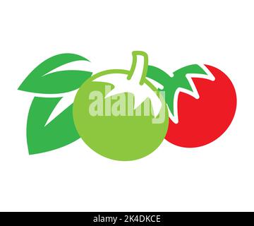 Pflanzliche Nahrung natürliche vegetarisch organisch Vektor isoliert Obst Blatt reif Küche Ernährung gesunde Tomaten Landwirtschaft Illustration Ernte frisch Symbol Stock Vektor