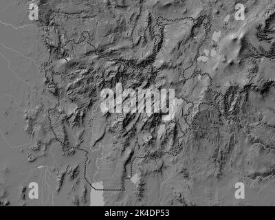 Südliche Nationen Nationalitäten und Völker, Staat Äthiopien. Bilevel-Höhenkarte mit Seen und Flüssen Stockfoto