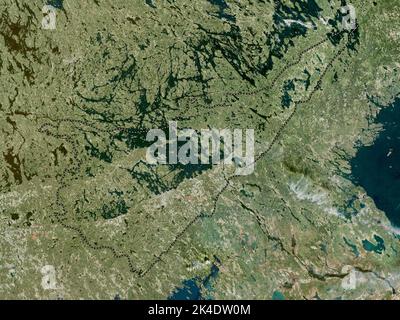 Südkarelien, Region von Finnland. Hochauflösende Satellitenkarte Stockfoto