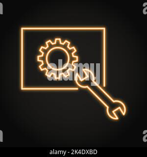 Software-Wartung Neon-Symbol in Linie Stil. Symbol für Systemaktualisierung. Vektorgrafik. Stock Vektor