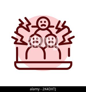 Symbol für die Farblinie von Cybermobbing. Piktogramm für Webseite Stock Vektor