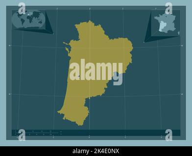 Nouvelle-Aquitaine, Region Frankreich. Einfarbige Form. Karten für zusätzliche Eckposition Stockfoto
