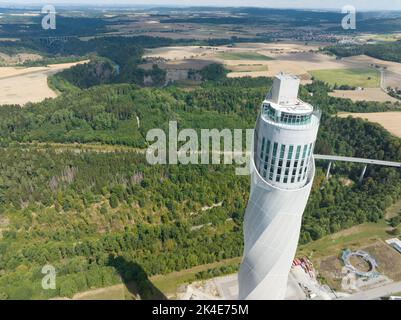 Rottweil, 15.. August 2022, Deutschland. Der TK Elevator Test Tower ist ein Elevator Test Tower. 246 Meter oder 807 Fuß hoch. High-Speed-Aufzug-Test Stockfoto