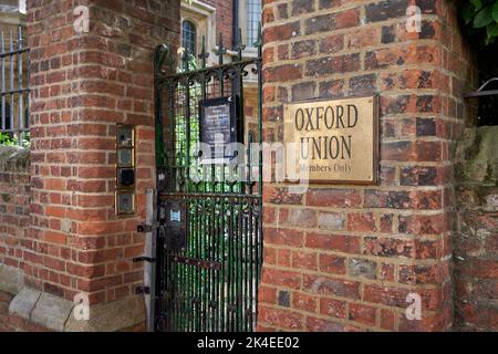 Eintritt zur Oxford Union, Oxford, Großbritannien Stockfoto