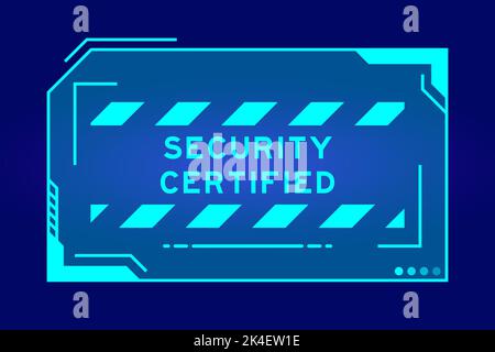 Futuristisches hud-Banner mit Wortsicherheit auf dem Bildschirm der Benutzeroberfläche auf blauem Hintergrund Stock Vektor