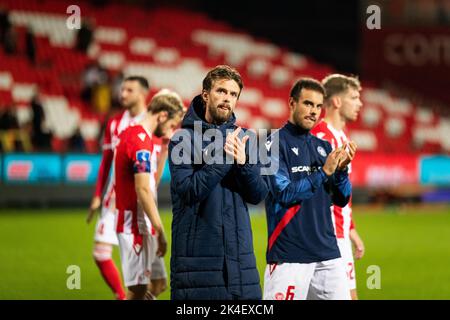 Aalborg, Dänemark. 30., September 2022. Lucas Andersen von AAB gesehen nach dem Superliga-Spiel 3F zwischen Aalborg Boldklub und Odense Boldklub im Aalborg Portland Park in Aalborg. (Foto: Gonzales Photo - Balazs Popal). Stockfoto