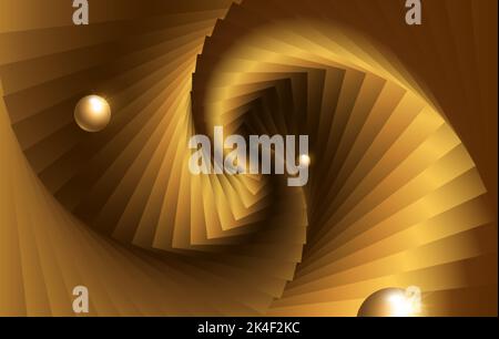 Futuristischer abstrakter Hintergrund. 3D Darstellung der flüssigen Form. Abstrakte Landing-Page-Vorlage. Farbe Flüssigkeit Form Bewegung. Goldene Kugeln. Website Stock Vektor