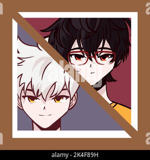 Anime zwei Männer Stock Vektor