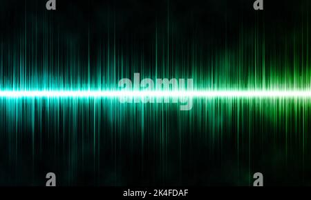 Grüne abstrakte Schallwellen auf schwarzem Hintergrund Stockfoto