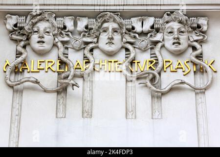 Fassade des Secession-Gebäudes. Gestaltet von Joseph Maria Olbrich. 1897. Wien. Österreich. Europa. Stockfoto