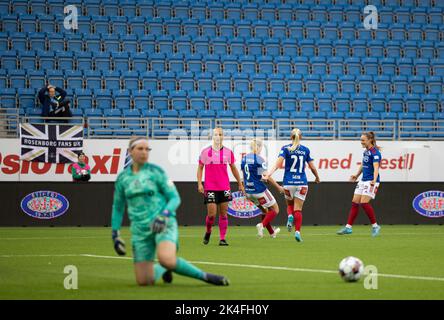 Oslo, Norwegen. 02. Oktober 2022. Oslo, Norwegen, 2. 2022. Oktober: Elise Thorsnes (9 Valerenga) feiert nach dem 1-0. Tor während des Playoff-Spiels in Toppserien zwischen Valerenga und Rosenborg in der Intility Arena in Oslo, Norwegen (Ane Frosaker/SPP) Quelle: SPP Sport Pressefoto. /Alamy Live News Stockfoto