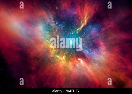 Tiefraum. Science-Fiction-Tapeten, Planeten, Sterne, Galaxien und Nebel in einem atemberaubenden kosmischen Bild. Stockfoto