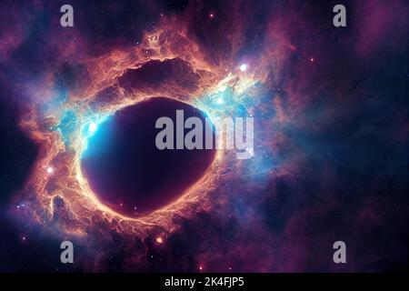 Tiefraum. Science-Fiction-Tapeten, Planeten, Sterne, Galaxien und Nebel in einem atemberaubenden kosmischen Bild. Stockfoto