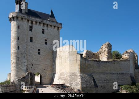 La Tour de l'Horloge, Schloss Chinon Stockfoto