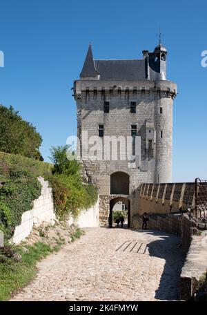 La Tour de l'Horloge, Schloss Chinon Stockfoto