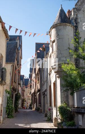 Rue Voltaire, Altstadt von Chinon Stockfoto