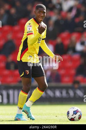 Stoke, Großbritannien. 2. Oktober 2022. Yaser Asprilla von Watford während des Sky Bet Championship-Spiels im bet365 Stadium, Stoke. Bildnachweis sollte lauten: Darren Staples/Sportimage Credit: Sportimage/Alamy Live News Stockfoto