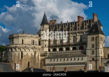 Mittelalterliches Schloss Amboise oder Schloss und Brücke an der Loire. Frankreich, Europa. UNESCO-Stätte Stockfoto