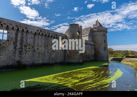 Panoramablick auf das Chateau de Suscinio im Golf von Morbihan, Bretagne, Frankreich Stockfoto