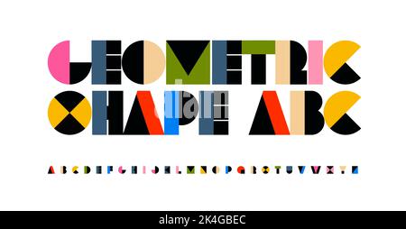 Geometrische Form Schriftfarbe Alphabet Buchstaben. Moderne Logo-Typografie. Modulares typografisches Design für Logo, Headline, Titelbild, Monogramm, Schriftzug Stock Vektor