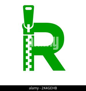 Initial Letter R Reißverschluss-Logo für Mode Tuch, Stickerei und Textil Symbol Identität Vektor-Vorlage Stock Vektor