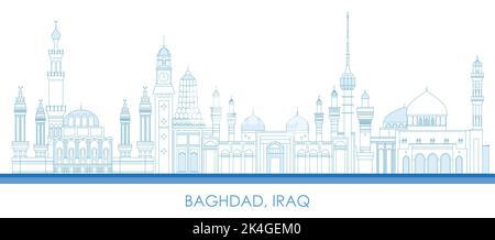 Skizzieren Skyline Panorama der Stadt Bagdad, Irak - Vektor-Illustration Stock Vektor