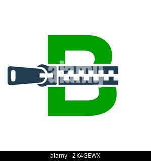 Initial Letter B Reißverschluss Logo für Mode Tuch, Stickerei und Textil Symbol Identität Vektor-Vorlage Stock Vektor