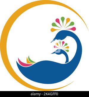 Design-Vorlage für die Illustration des Pfauensymbols Stock Vektor