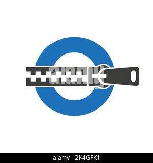 Initial Letter O Zipper Logo für Mode Tuch, Stickerei und Textil Symbol Identität Vektor-Vorlage Stock Vektor