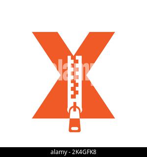 Initial Letter X Reißverschluss Logo für Mode Tuch, Stickerei und Textil Symbol Identität Vektor-Vorlage Stock Vektor