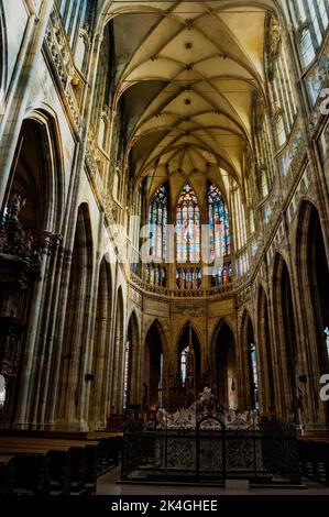 gotische Kathedrale der Heiligen Veit, Wenzel und Adalbert in Prag, Tschechische Republik. Stockfoto