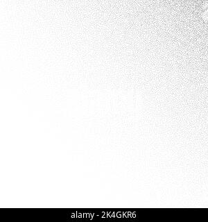 Gradient mit Kornversteiftung. Verblasste stochastische Dotwork-Textur. Zufälliges Grunge Noise Background. Schwarze Punkte, Flecken oder Partikel Tapete. Halbton Stock Vektor