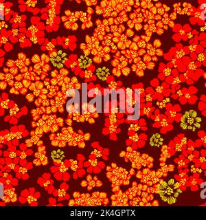 Rote kleine Blumen Hintergrund. Nahtloser Druck. Vektorgrafik Stock Vektor