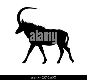 Vector Illustration eines schwarze Silhouette einer inländischen Ziege. Isoliert weißer Hintergrund. Ziege logo Icon, Seitenansicht Profil. Stock Vektor